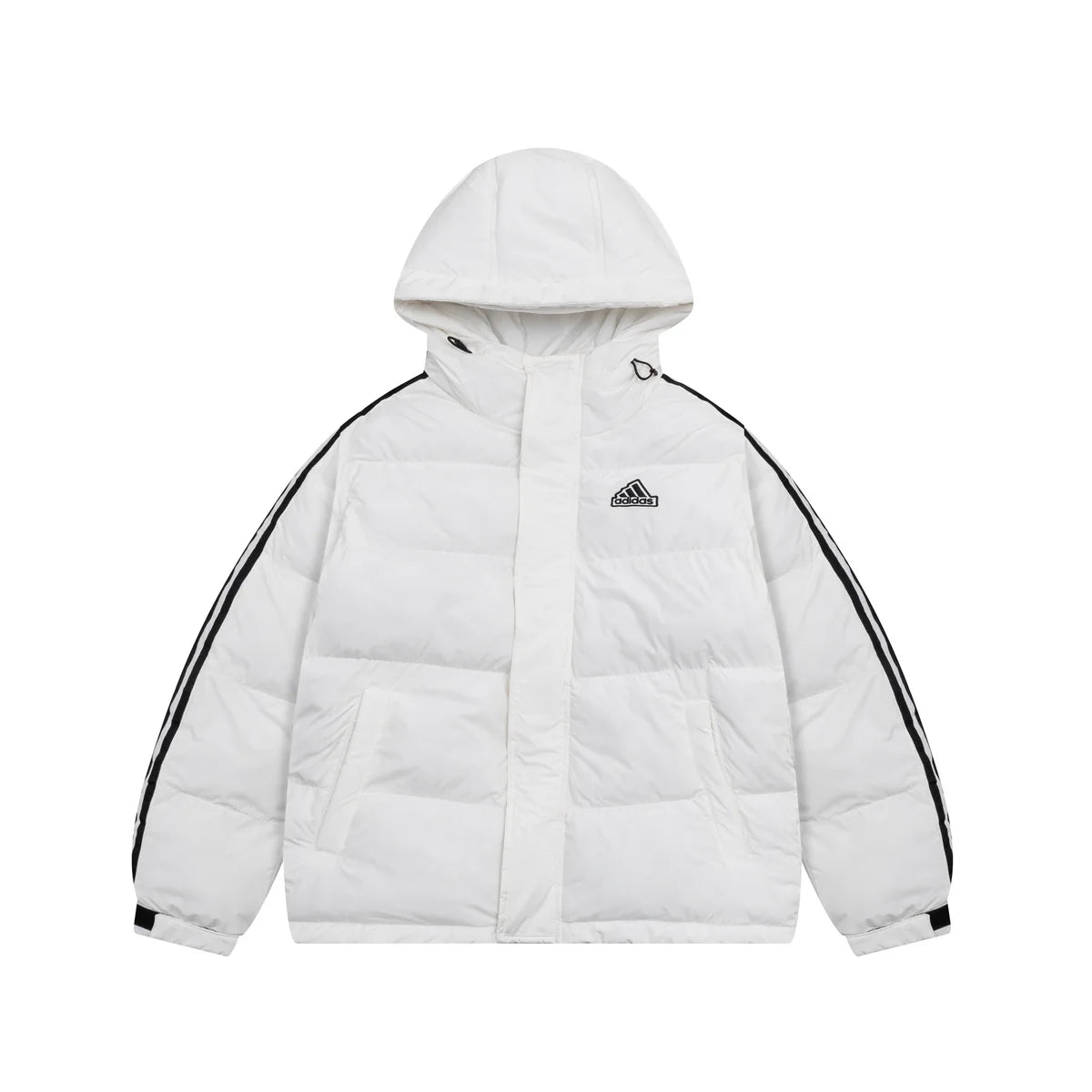 ADIDAS ESSENTIALS HOODED PUFFER JACKET – WHITE