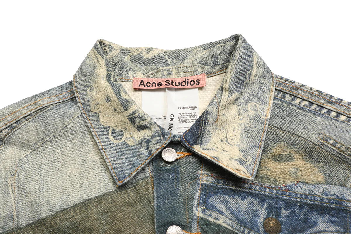 ACNE STUDIOS PATCHWORK LACE-UP DENIM JACKET – LIGHT BLUE